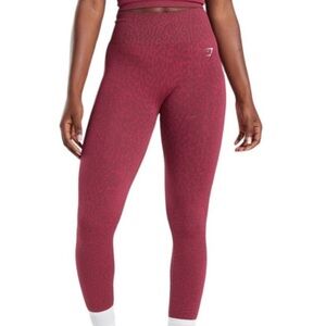 Gymshark Womens Adapt Animal Seamless Leggings Red Reef/Cherry Brown | Sz Small